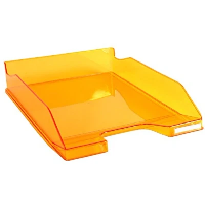 Abbildung von Exacompta 113246D Premium Briefablage Combo Midi DIN A4. Idealer Briefkorb für Ihre Organisation. Robuster und stapelbarer Ablagekorb mandarine transparent glänzend
