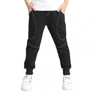 Abbildung von YOUNGSOUL Jungen Jogginghose Kinder Hosen Baumwolle Freizeithose Sweathosen Sporthose Lang Schwarz Herstellergröße 120/ DE Größe: 116