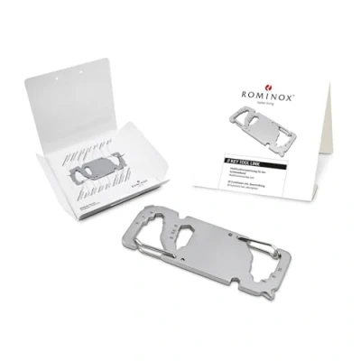 Abbildung von Geschenkartikel: ROMINOX Key Tool // Link 20 Funktionen, Karabiner, Keytool Schlüsselanhänger, Edelstahl Multitool inkl. Funktionsbeschreibung, Multifunktionswerkzeug, auf Reisen oder Urlaub