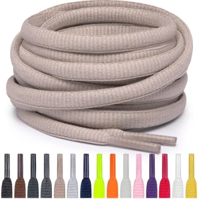 Abbildung von Miscly Schnürsenkel Oval, Reißfest für Sportschuhe, Sneaker und Laufschuhe 100% Polyester Ø 6mm (69 cm, Khaki)