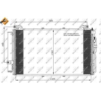 Abbildung von NRF EASY FIT 35477 Klimakondensator mit Trockner, Dichtring 12,9 8,2 Aluminium 605 HYUNDAI: Matrix