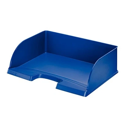 Abbildung von Leitz Briefkorb Querformat A4, Briefablage mit extra großem Fassungsvermögen in Premium Qualität, Stapelbares Ablagefach als Schreibtisch Organizer, Kombinierbar Plus Serie, Blau, 52190035