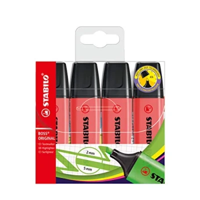 Abbildung von Textmarker STABILO BOSS ORIGINAL 4er Pack rot