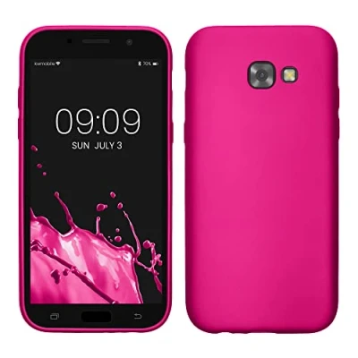Abbildung von kwmobile Case kompatibel mit Samsung Galaxy A5 (2017) Hülle Schutzhülle aus Silikon metallisch schimmernd Handyhülle Metallic Pink
