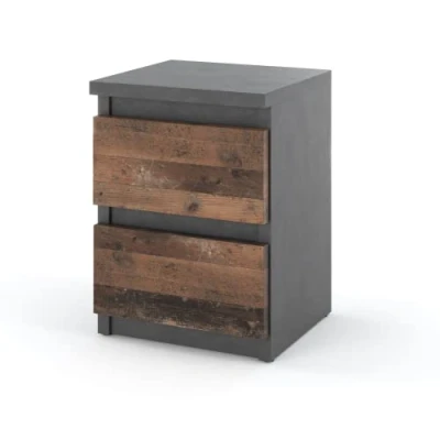 Abbildung von MRBLS Nachttisch Nachtschrank Nachtkommode Modern Möbel mit Schubladen Kommode Holz Schubladenschrank für Ihr Schlafzimmer (Anthrazit Industrial/Grau Matt Old Style) 30 x 43 32,5 cm (B/H/T)