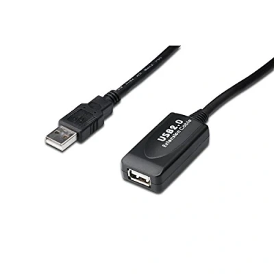 Abbildung von DIGITUS Aktives USB 2.0 Verlängerungskabel, Repeaterkabel, 15 m Länge, A Stecker auf Buchse, Plug &amp; Play, Stromversorgung über USB, Schwarz