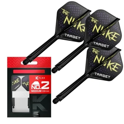 Abbildung von Target Darts Luke Littler K Flex Flights and Shaft System, No.2(33mm) 3er Set Kflex Flights, Spieler Edition Accessories No 2 Flight, Dart Schaft Medium Länge