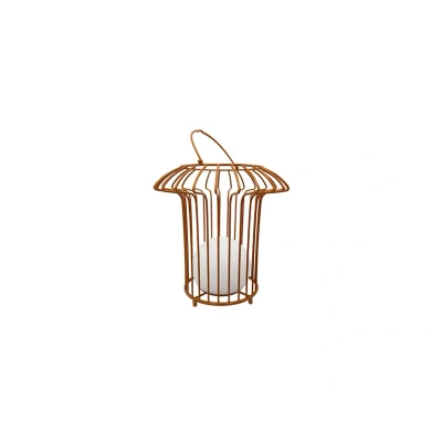 Abbildung von Dyberg Larsen LED Akku Tischlampe Basket, terracotta, Metall