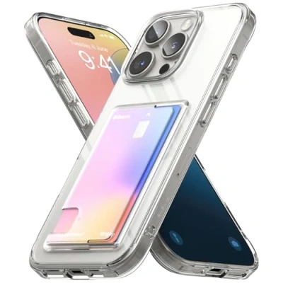 Abbildung von Ringke Fusion Card Case Kompatibel Mit iPhone 16 Pro Max Hülle, [Eingebauter Kartenhalter] Transparente Hart PC Rückseite Stoßfester TPU Bumper Schlankem Kartenetui Handyhülle Clear