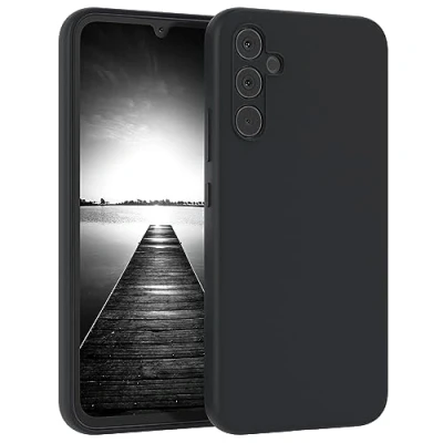 Abbildung von EAZY CASE Silikonhülle kompatibel mit Samsung Galaxy A34 Handyhülle Slim, 3 Layer Struktur Schutzhülle, Weichem Microfiber Innenfutter, hochwertiges Silikon, voller Schutz in der Farbe Schwarz