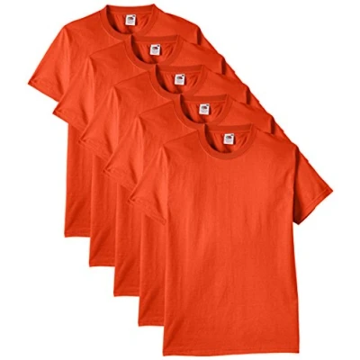Abbildung von Fruit of the Loom Herren Regular Fit T Shirt Heavy Cotton Tee 5 pack, Orange (Orange), S