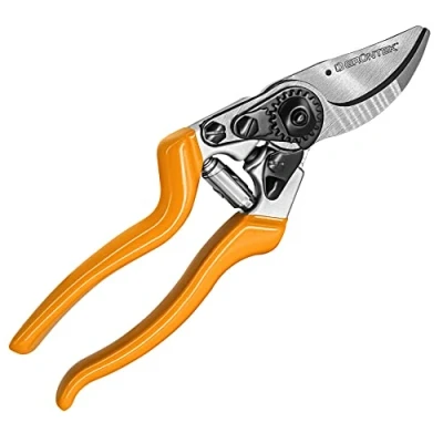 Abbildung von GRÜNTEK Gartenschere Strauchschere Z 25, für LINKSHÄNDER, Geschmiedete Premium Baumschere, (für Linkshänder), Rebschere 215mm, Bypass, ergonomische Griffe. Geld ZURÜCK GARANTIE