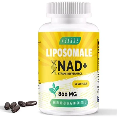 Abbildung von Liposomales NAD+ Trans Resveratrol 800 mg Softgels, überlegene Alternative, Effizienter als NR, Hohe Absorption, 60 Softgels (60 Stück (1er Pack))