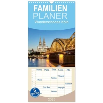 Abbildung von Familienplaner 2025 Wunderschönes Köln mit 5 Spalten (Wandkalender, 21 cm x 45 cm), CALVENDO: Erleben Sie die faszinierende Großstadt am Rhein.