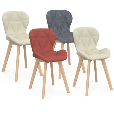 Abbildung von Set aus 4 gepolsterten Stühlen dunkelgrauem, terracottafarbenem und beigem Mixed Colour Gewebe x2 IDMarket