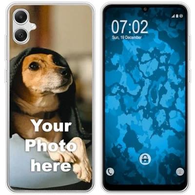 Abbildung von PhoneNatic personalisierte Handyhülle für Galaxy A05 Custom Case in transparent zum selbst gestalten mit eigenem Foto Bild Text individuell