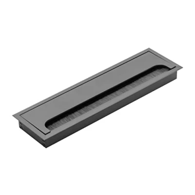 Abbildung von GTV Kabeltülle Merida Kabeldurchführung mit Öffnungsdeckel Kabeldurchlass Rechteckig Kabelorganisation für Möbel Kabeldurchlass/für die Installation in der Arbeitsplatte / 80x280mm Schwarz