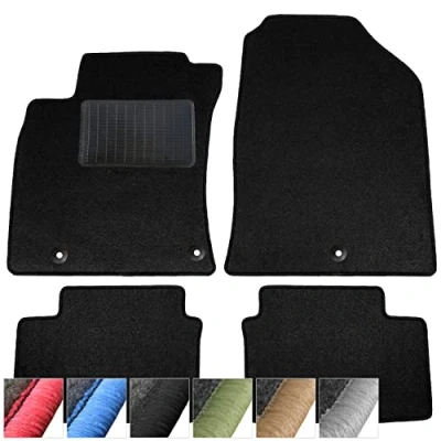Abbildung von moto MOLTICO Fußmatten Auto Velours Autoteppiche Schwarz Automatten Set 4 teilig passend für Kia Picanto II 2011 2017 (Schwarze Ziernähte)