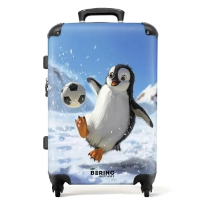 Abbildung von NoBoringSuitcases.com Kinderkoffer, Kinder Koffer, Koffer Groß, Kinder, TSA Schloss, mit Rollen, Rollkoffer Mittelgroß, Mittelgroß (Pinguin Weiß, 67 cm 72 L)
