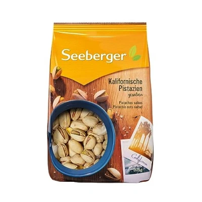 Abbildung von Seeberger Pistazien geröstet &amp; gesalzen 7er Pack, Knackige Pistazienkerne aus Kalifornien feinstens veredelt intensiv nussiges Aroma mit Schale, vegan (7 x 375 g)