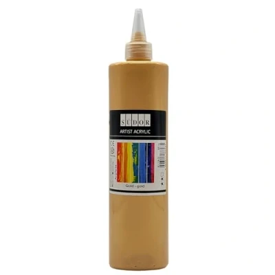 Abbildung von SÜDOR Acrylfarbe 500 ml Geeignet für Acryl Pouring. Hochpigmentierte Künstler Malfarbe zum Bemalen auf Holz, Leinwand, Stein, Papier, Stoff &amp; Metall. Vegan (Gold)