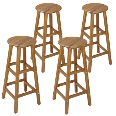 Abbildung von Casaria Barhocker, Holz Akazie Outdoor 75cm Sitzhöhe Fußstütze 150kg Belastbarkeit
