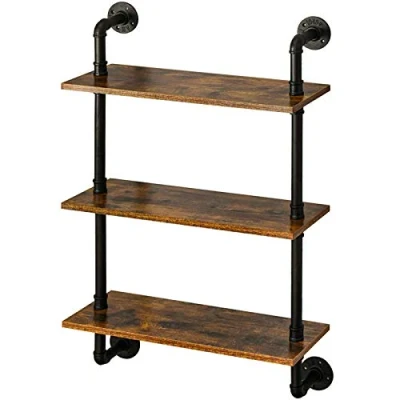 Abbildung von IBUYKE Wandregal, Schweberegal mit 3 Ebenen, 60x21x95cm, Wandboard für Bücher, Vintage Standregal, Leiterregal, Dekorative Regale, Wohnzimmer, Küche, Schlafzimmer, Badezimmer RF TM003