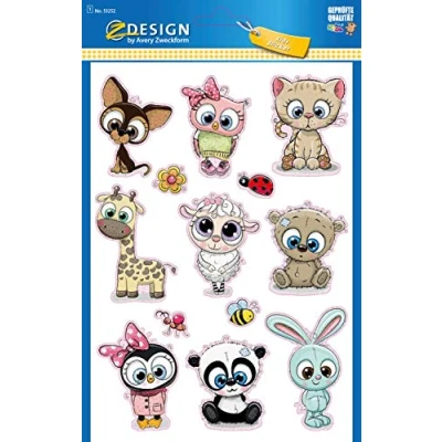 Abbildung von 10 x Z Design Große Sticker Tierbaby bunt 13 Stück