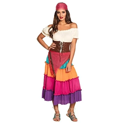 Abbildung von Boland Kostüm für Erwachsene Wahrsagerin Nadya, Kleid, Gürtel und Kopftuch, Bandana, Top, Rock, Set, Karneval, Mottoparty