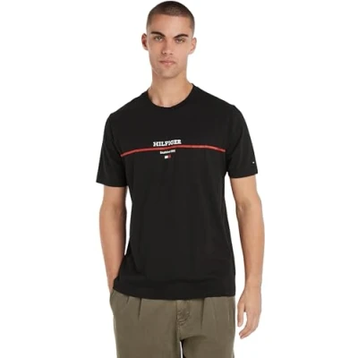 Abbildung von Tommy Hilfiger Stripe TEE Tshirt print, Herren, Größe: XS, Black