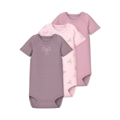 Abbildung von Name it baby Damen Barely Pink Nbfbody 3P Ss Bow Noos, Numeric_86 (3er Pack)