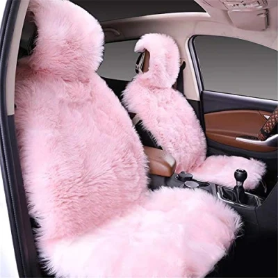 Abbildung von Martin Kench Lammfellbezug Auto Sitzbezug, Lammfell Vordersitzbezug, Wolle Schaffell Autositzbezug Sitzauflage (Pink)