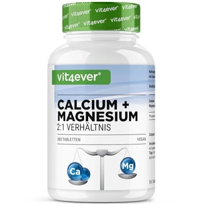 Abbildung von Calcium 800 mg + Magnesium 400 (2 Tabletten) 365 Tabletten 6 Monatsvorrat Kalzium Komplex im 2:1 Verhältnis Vegan Hochdosiert