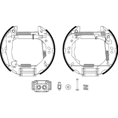 Abbildung von HELLA 8DB 355 038 171 Bremsbacken 180 32 mit Handbremshebel Zubehör, Radbremszylinder, Stellelement automatischer Nachstellung