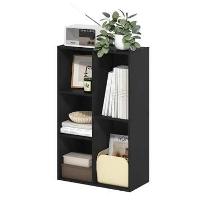 Abbildung von Furinno Luder 5 würfelig Reversibles offenes Regal, Blackwood