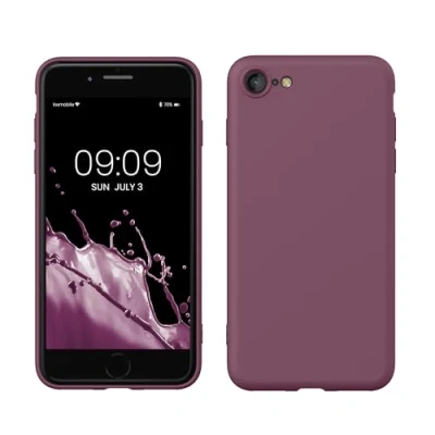 Abbildung von kwmobile Hülle kompatibel mit Apple iPhone SE (2022) / (2020) 8 7 gummierte TPU Silikon Handyhülle Schutzhülle für kabelloses Laden Case in Orchidee Violett