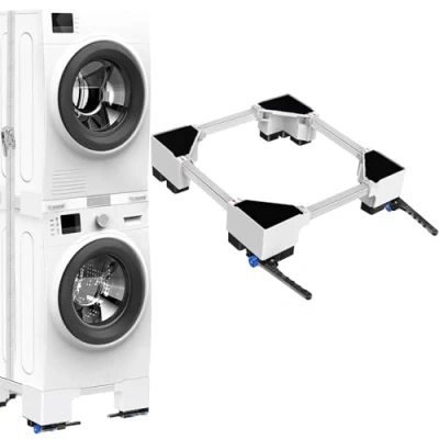 Abbildung von NIUXX Universal Waschmaschinenbasis, Roller Transportroller, 12cm Podest Für Waschmaschine &amp; Trockner 400kg, Größenverstellbar(60 70cm) Stabiles Stahlgestell mit Anti Rutschfüßen, Bad/Waschküche