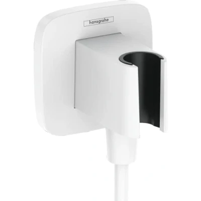 Abbildung von hansgrohe Wandanschluss mit Duschkopfhalterung FixFit Q, Mattweiß