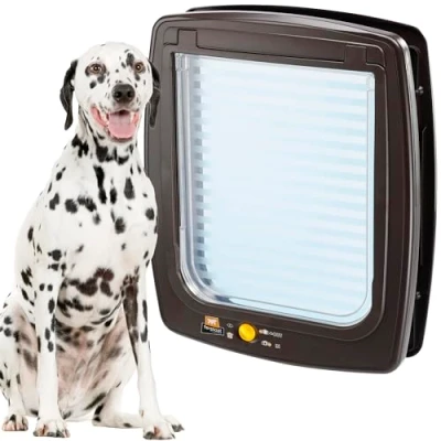 Abbildung von Ferplast Hundeklappe für große hunde, Katzenklappe, Haustiertür, 4 wege steuerbarer Ein und Ausgang, mit Schutz vor Zugluft, Kompletter Tunnel, SWING 15 Hundetür Haustierklappe, Braun