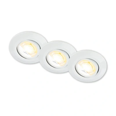 Abbildung von BRILONER 3er Set LED Einbaustrahler 230V Gehäuse 50% recycelt, Schwenkbar, Ra90, Farbtemperaturwechsel, Spot, flach, Deckenspots, Einbauleuchten, 68mm Lochmass, 90x24mm (DxH), Weiß