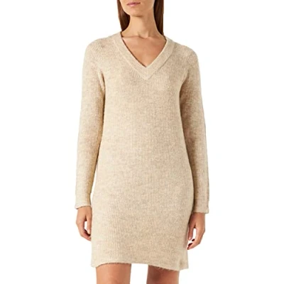 Abbildung von PIECES Damen Pcellen Ls V Neck Knit Dress Noos Bc, White Pepper, XL