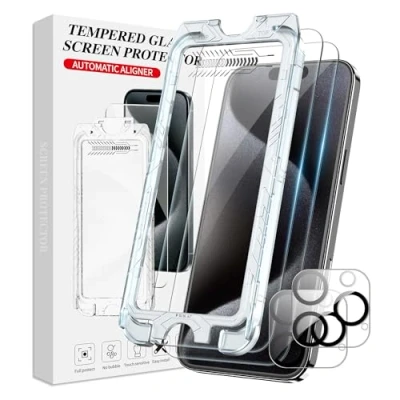 Abbildung von FDHYFGDY 2+2 Stück für iPhone 16 Pro Max Panzerglas,2 Schutzfolie + 2 Kameraschutzfolie, [Kein Staub Keine Blasen] Displayschutzfolie Folie