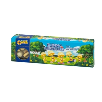 Abbildung von Funny Mushrooms White Chocolate, Kleingebäck in Pilzform, 100g