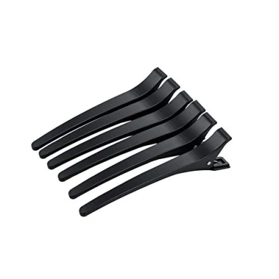 Abbildung von PONIK&#039;S PROFESSIONAL Haarklammer gerade, Clips aus Kunsstoff, Friseurbedarf Haar Klammern, Haarspangen für Friseur, Haarclips, Klipse 6 Stück, schwarz, 12 cm
