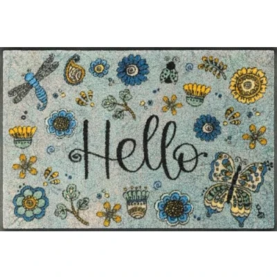 Abbildung von wash+dry by Kleen Tex Fußmatte &quot;Hello Flowers&quot;, rechteckig