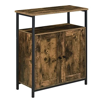 Abbildung von en.casa Beistellschrank Aremark Sideboard 79x60x30cm Schwarz / Dunkler Holzton