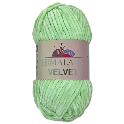 Abbildung von Wohnkult Himalaya 100 g Velvet Dolphin Wolle 40 Farben zur Auswahl Chenille Strickgarn Flauschgarn Glanz Accessoire Kleidung Decken (90007 Mint)