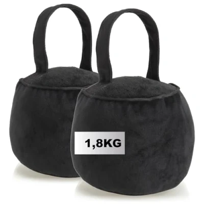 Abbildung von com four® 2x Türstopper mit Griff extra schwer 1,8 kg Türhalter verstärkten Nähten funktionelles Wohnaccessoire runder, weicher Bremsklotz für Fenster und Türen (Rund schwarz 2x)