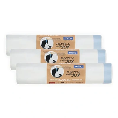 Abbildung von Rotho Paso Müllbeutel Set 3 Rollen à 15 Stk für 40l, Kunststoff (PP recycelt), weiss, x Stück (40.0 30.0 16.6 cm)