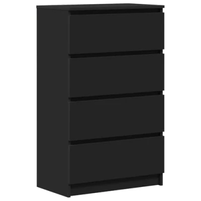 Abbildung von vidaXL Sideboard, Kommode mit viel Stauraum, Schrank 4 Schubladen, Schubladenschrank Anrichte für Wohnzimmer, Modern, Schwarz 60x35x98,5cm Holzwerkstoff